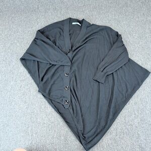 Planet Womens Cardigan Sweater One Size Pima Cotton Tencel Black Asymmetrical OS